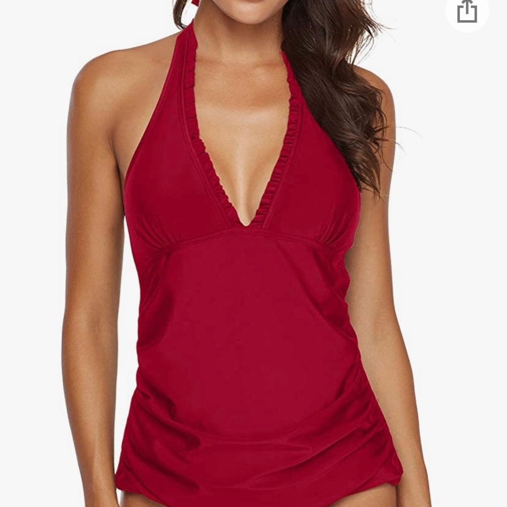 V neck, Tankini, halter, swim suit, women’s size medium.